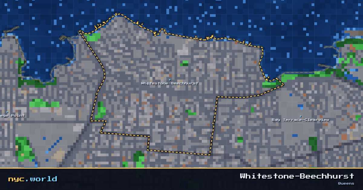 pixel-art map of Whitestone-Beechhurst, Queens on nyc.world