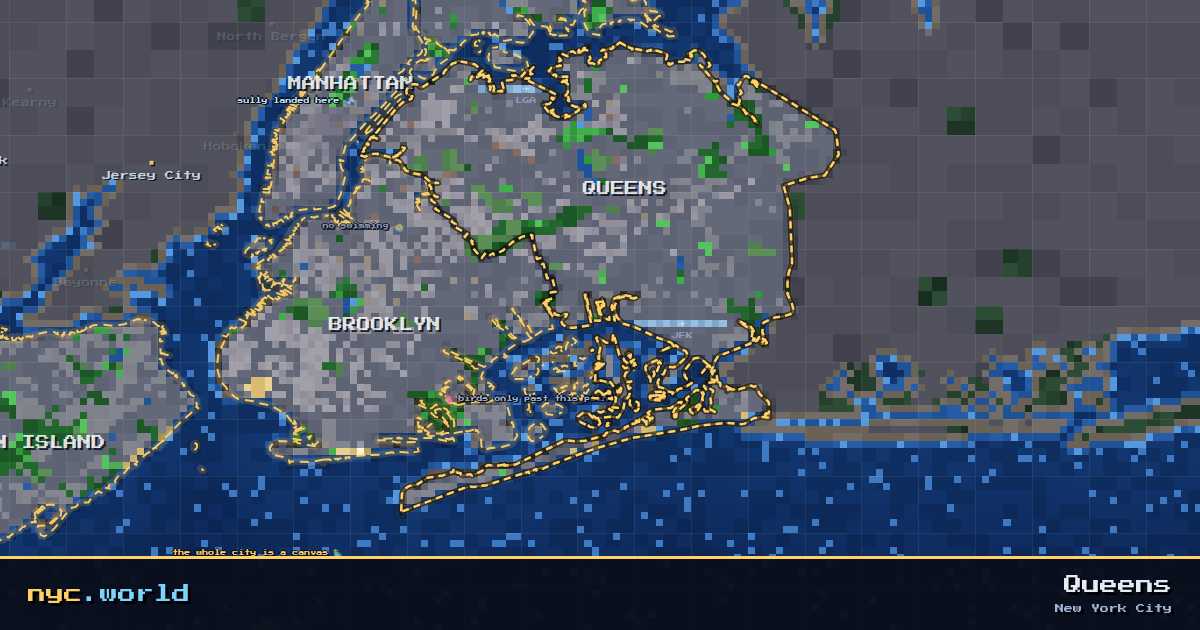 pixel-art map of Queens, New York City on nyc.world