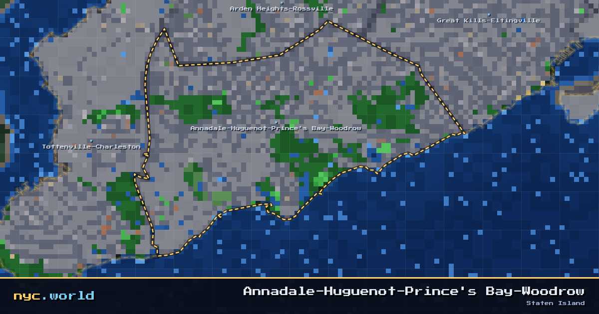 pixel-art map of Annadale-Huguenot-Prince's Bay-Woodrow, Staten Island on nyc.world