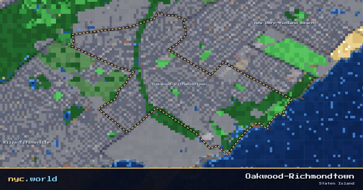 pixel-art map of Oakwood-Richmondtown, Staten Island on nyc.world