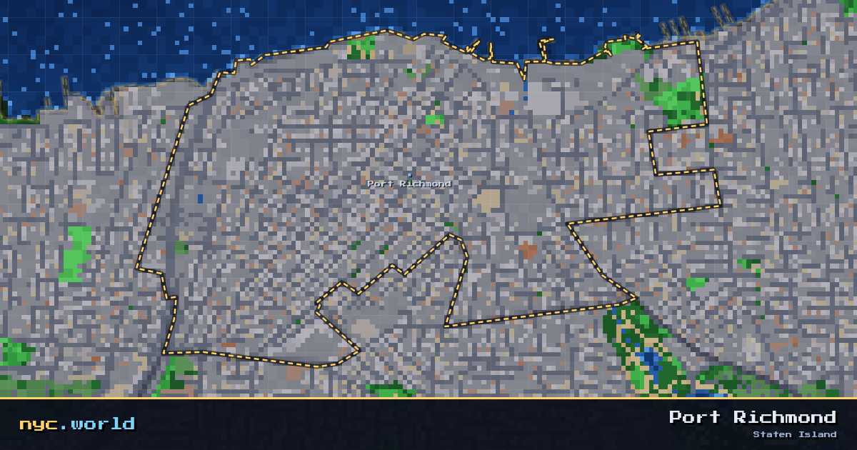 pixel-art map of Port Richmond, Staten Island on nyc.world