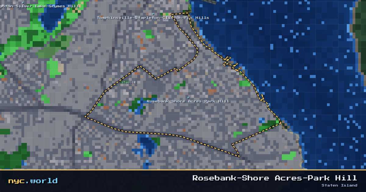 pixel-art map of Rosebank-Shore Acres-Park Hill, Staten Island on nyc.world