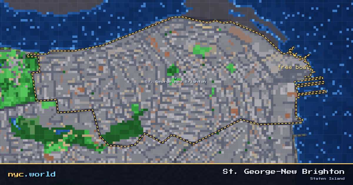 pixel-art map of St. George-New Brighton, Staten Island on nyc.world