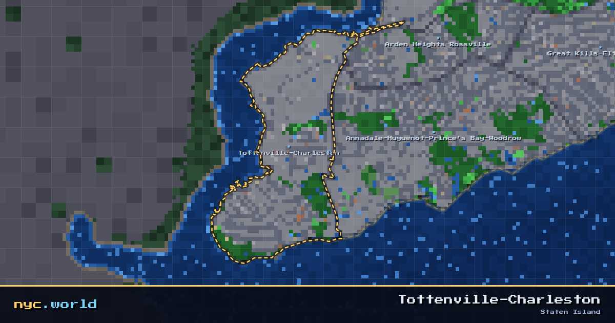 pixel-art map of Tottenville-Charleston, Staten Island on nyc.world