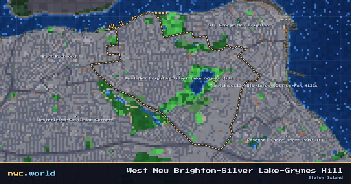 pixel-art map of West New Brighton-Silver Lake-Grymes Hill, Staten Island on nyc.world