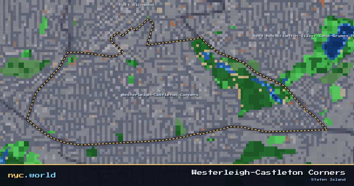 pixel-art map of Westerleigh-Castleton Corners, Staten Island on nyc.world